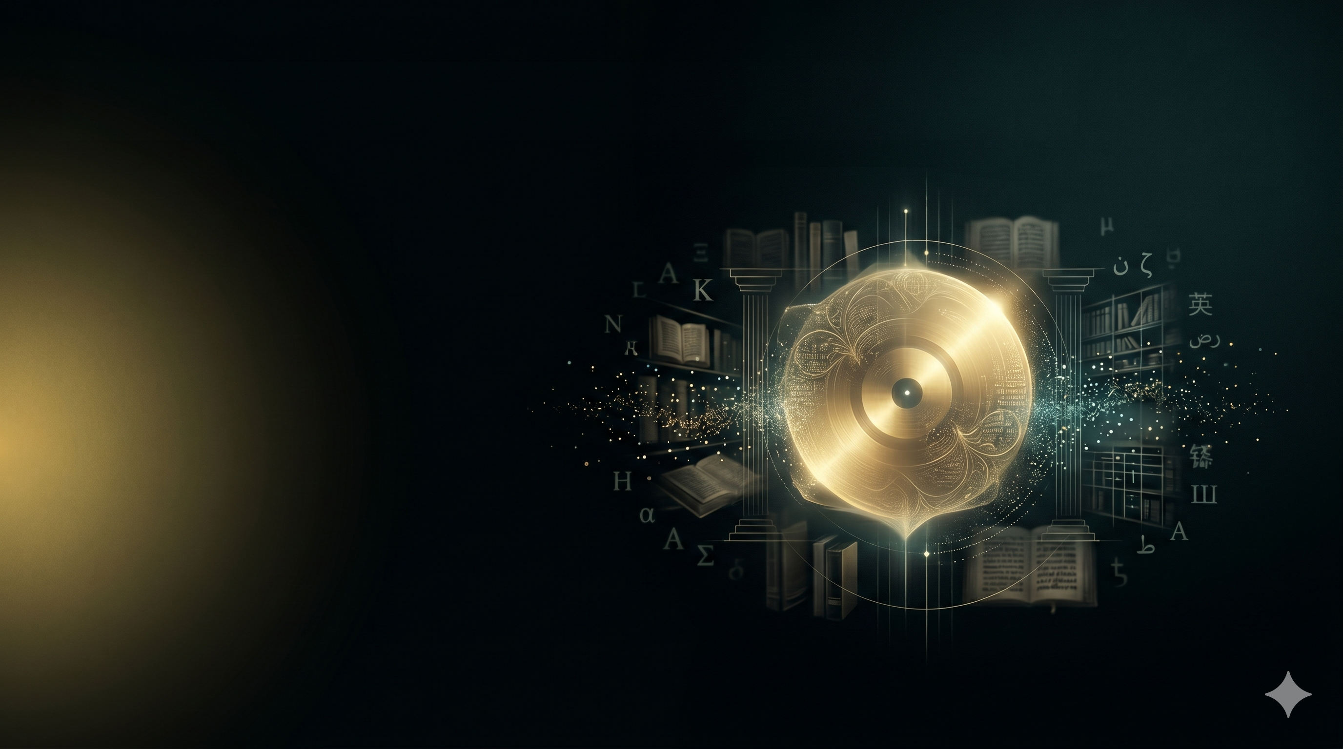 GoldenRecords visual showing a library pathway evolving into global knowledge infrastructure