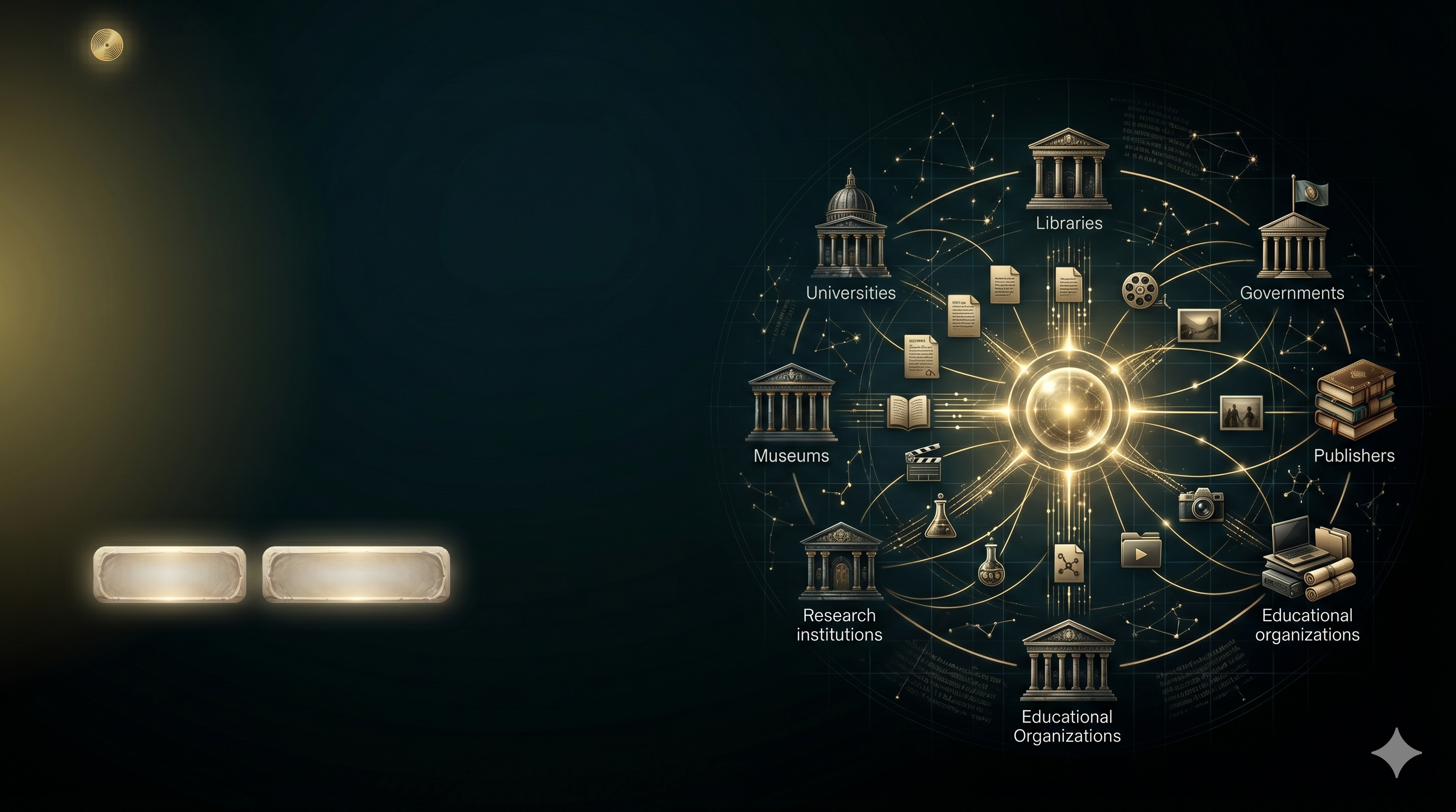 GoldenRecords roadmap visual with a human steward surrounded by archival media and data streams
