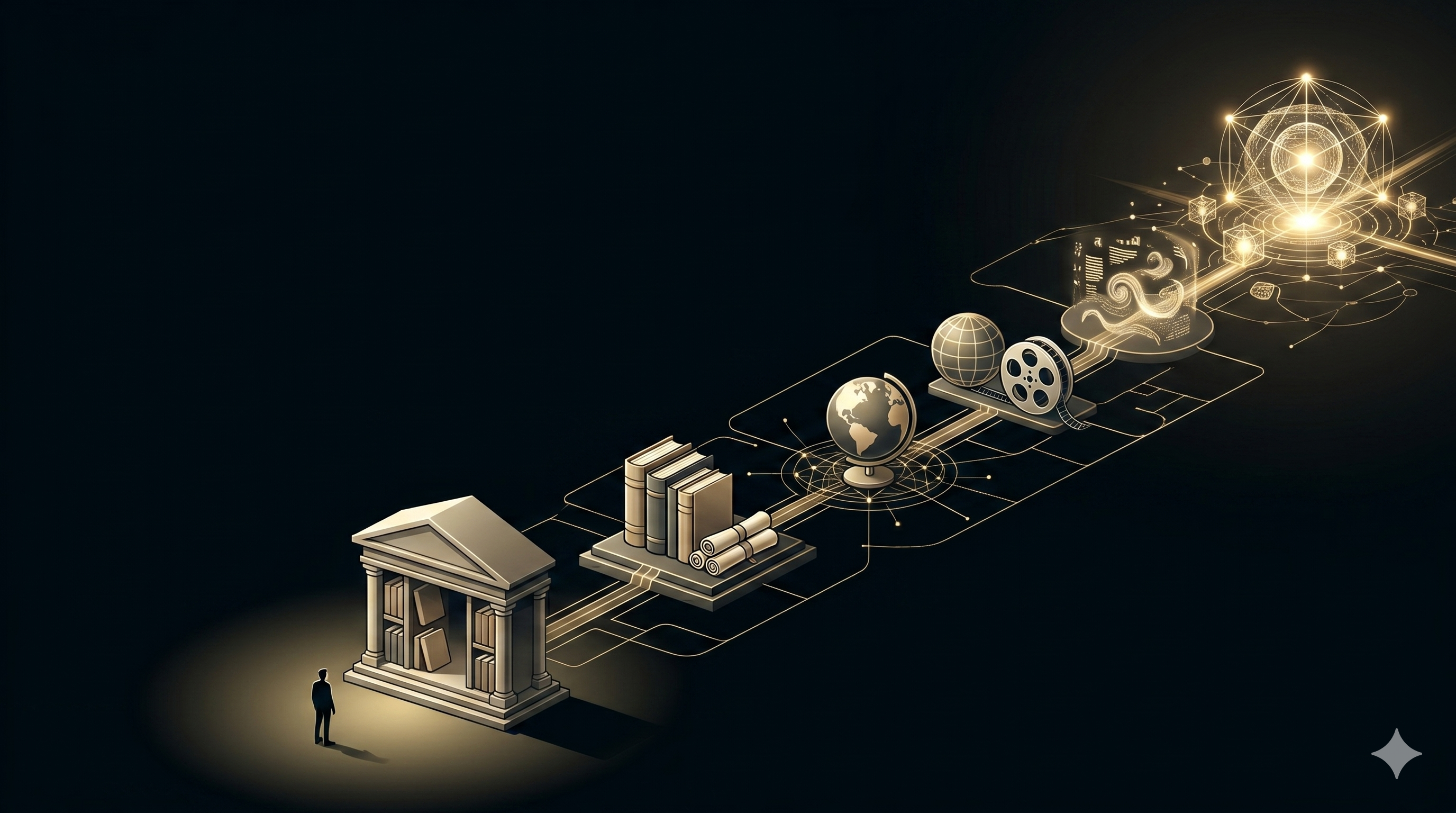 GoldenRecords golden archive sphere surrounded by multilingual symbols and library forms