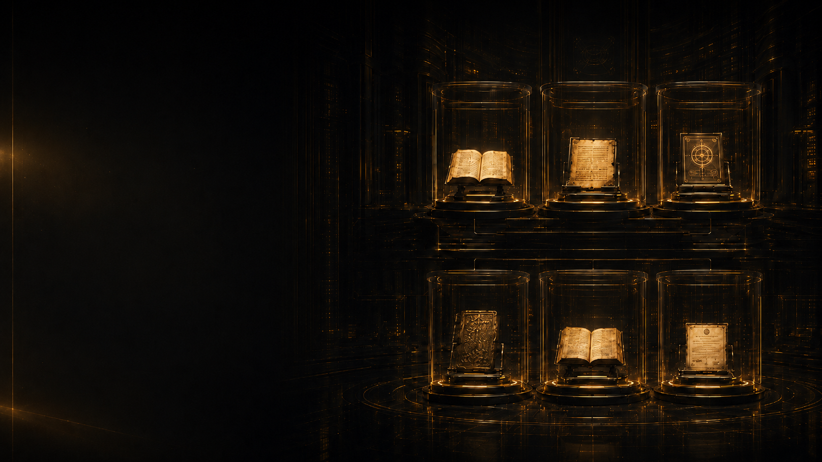 Preservation vault displaying protected books and manuscripts